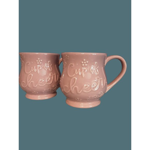 Temptations By Tara Set 2 Mugs Sculptural Celebration 16oz Special Edition Pink - Picture 4 of 11